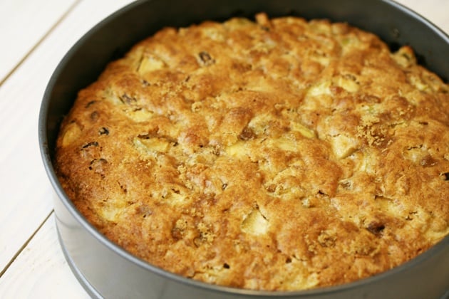 Apple cake is ready for serving. 