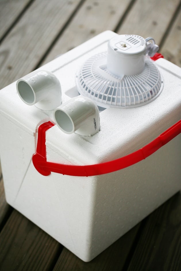 Homemade air conditioner with ice hot sale and fan