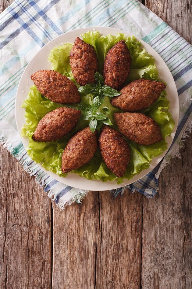 Kibbeh with bulgur wheat.