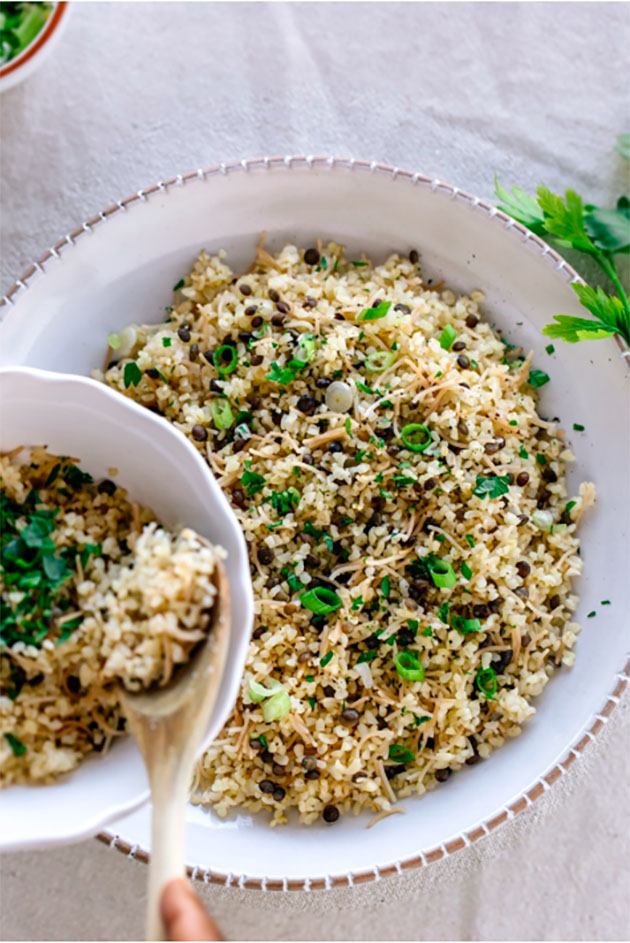 Turkish bulgur wheat pilaf.