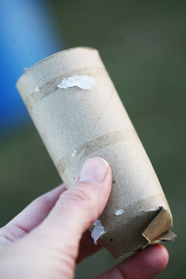 Tall toilet paper roll with bottom. 