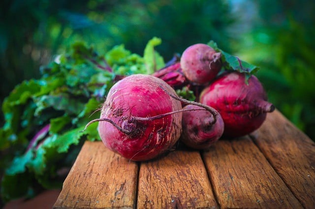 Beautiful beets on a table. 