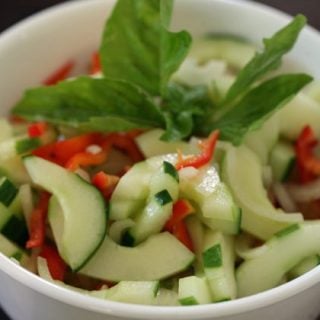 Cucumber Salad With Peppers and Onion