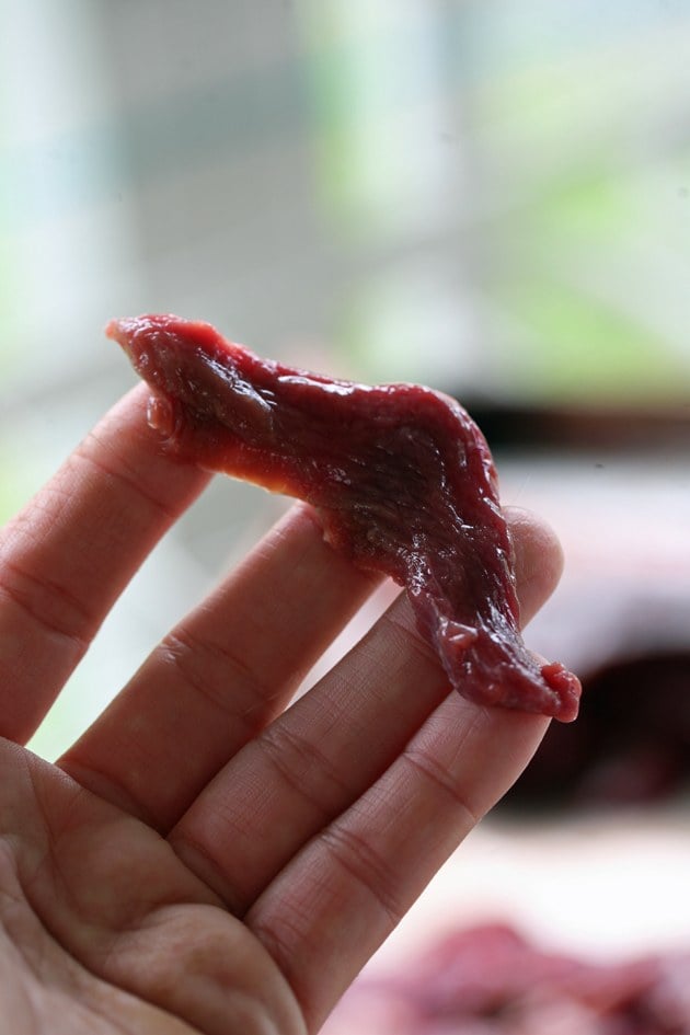 Mince bande de viande de cerf pour le cerf séché.