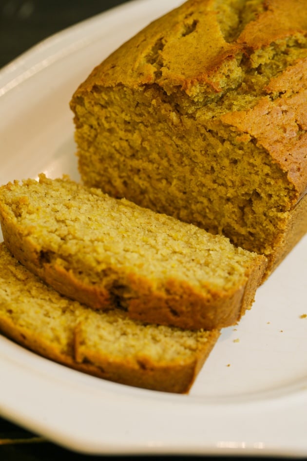 Sliced pumpkin bread.