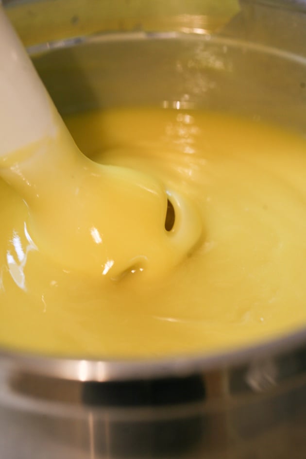 Mixing soap batter.