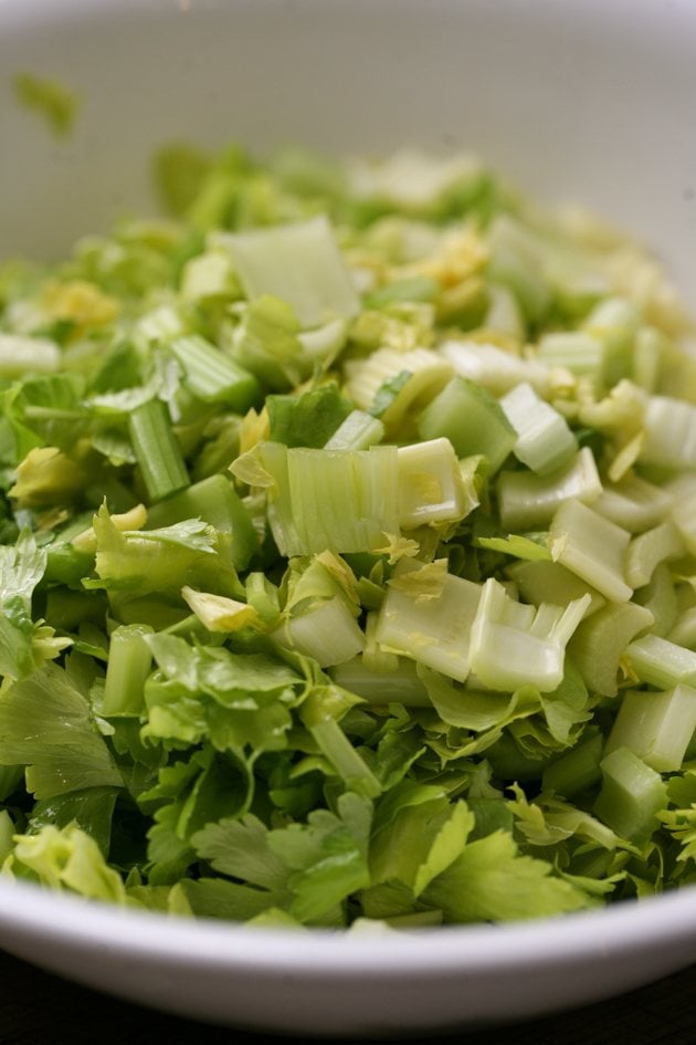 A simple, healthy, and tasty celery salad with pecans and cranberries. 