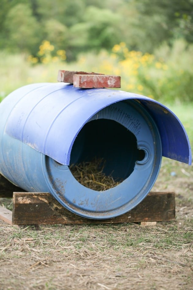 55 gallon drum cheap dog house