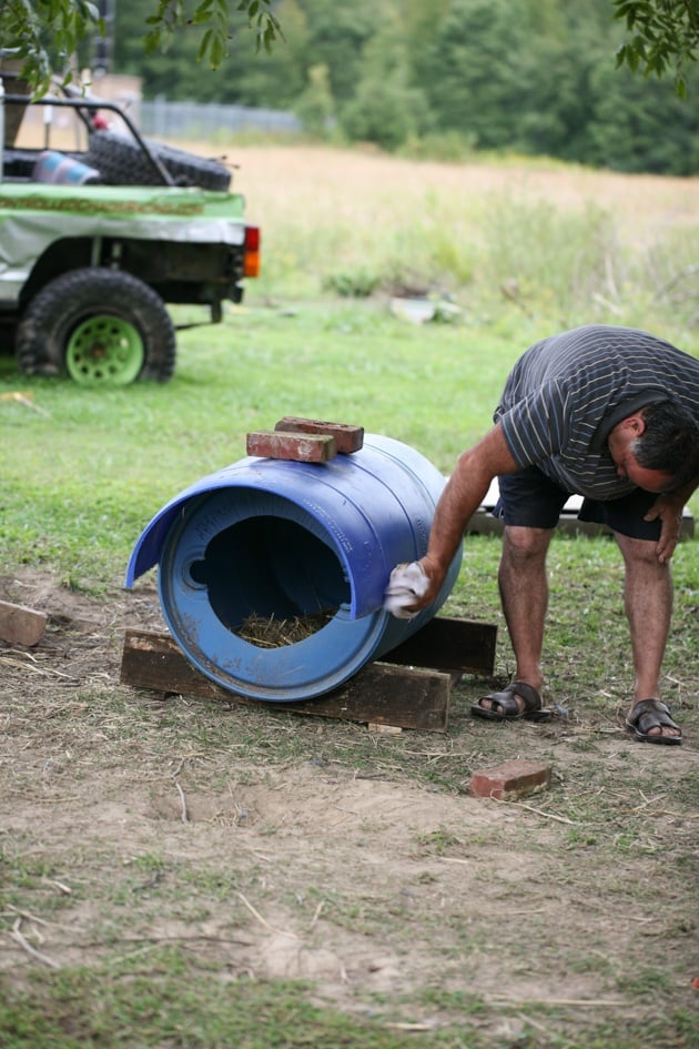 Cleaning excess glue from the dog house.  