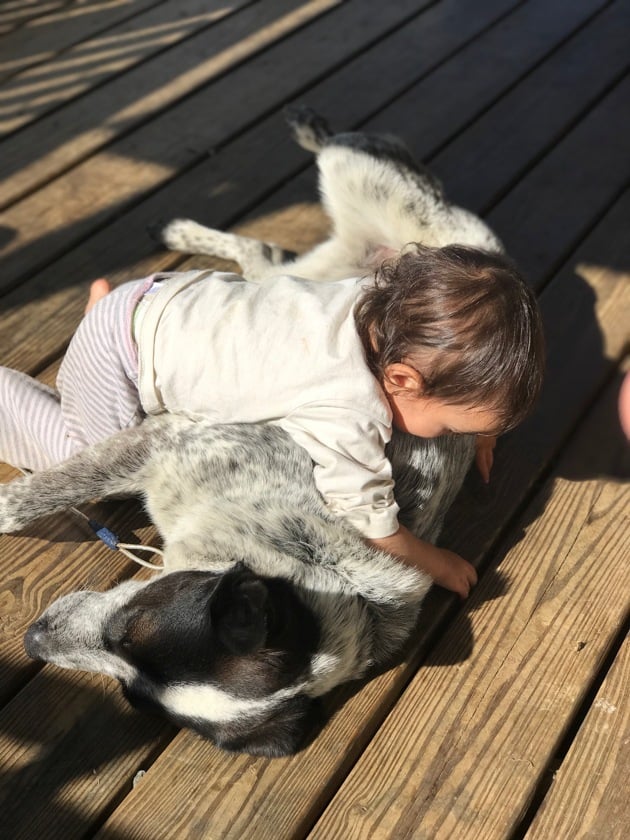 Shayla playing with the baby. 