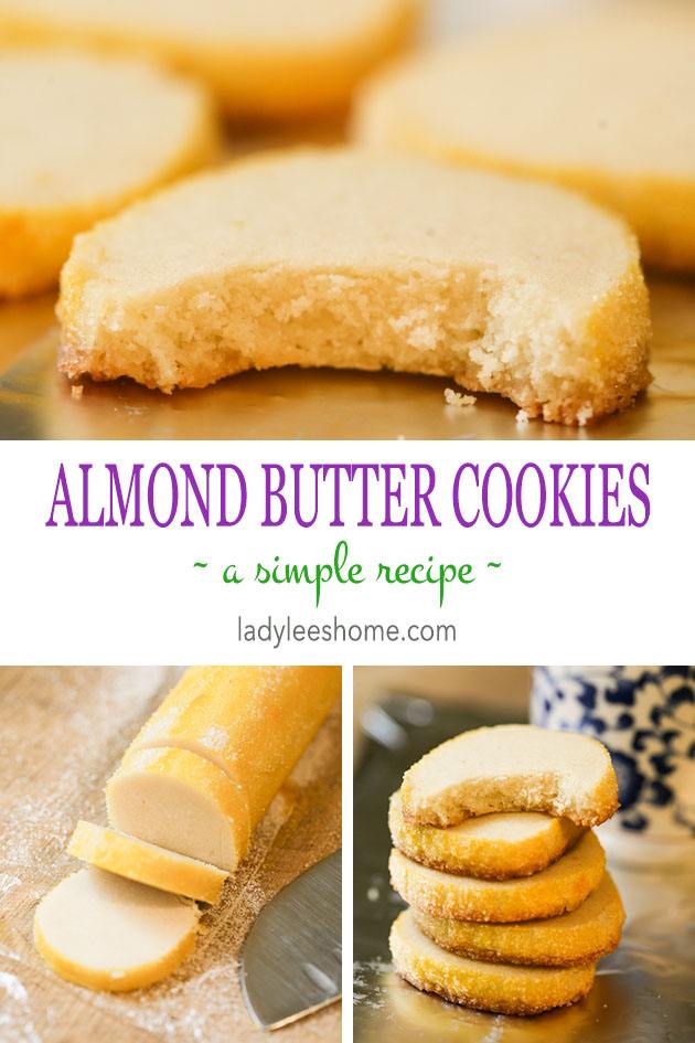 Really easy almond butter cookies. You can keep this dough refrigerated for a few days if you like. #buttercookies, #almondcookies, #cookies, #easycokies, #homesteading #cookierecipe #simplecookierecipe