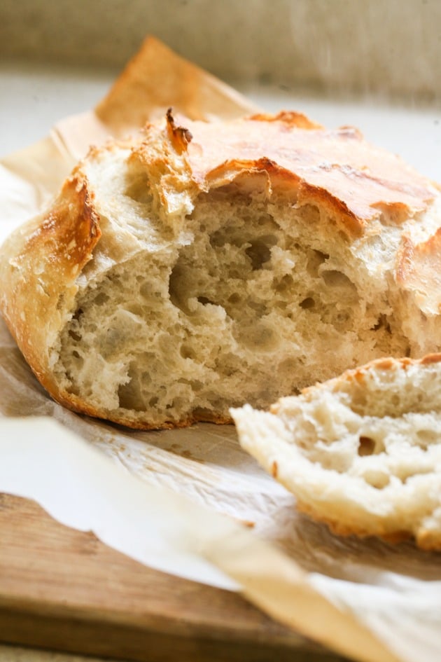 A simple, no-knead, artisan bread. This is a simple basic recipe that everyone should have on hand. This bread has a hard crust and is so soft inside. It is beautiful and tasty!