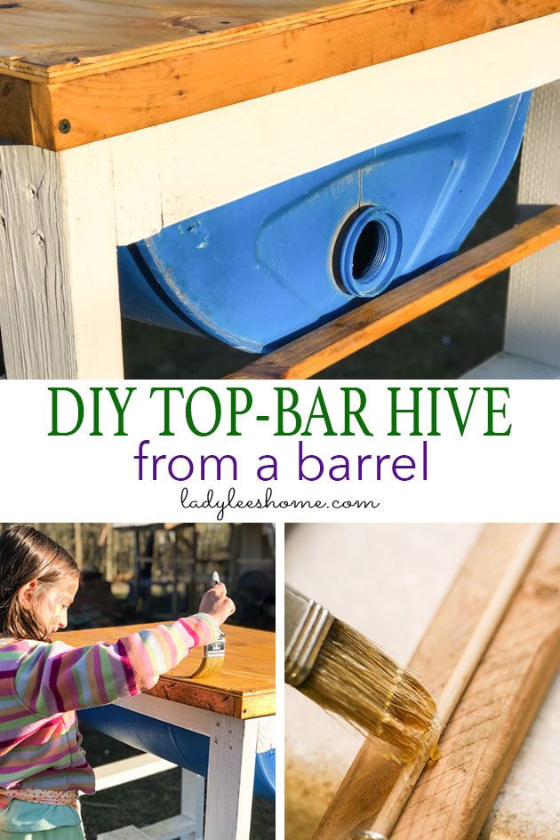 DIY top bar hive from a barrel. A step by step picture tutorial on how we made our top bar bee hive. It is a fairly easy project and very inexpensive. Can be completed in just a few hours. #beekeeping #homesteading #topbarbeekeeping #topbarbeehive #beehiveplans #diybeehive