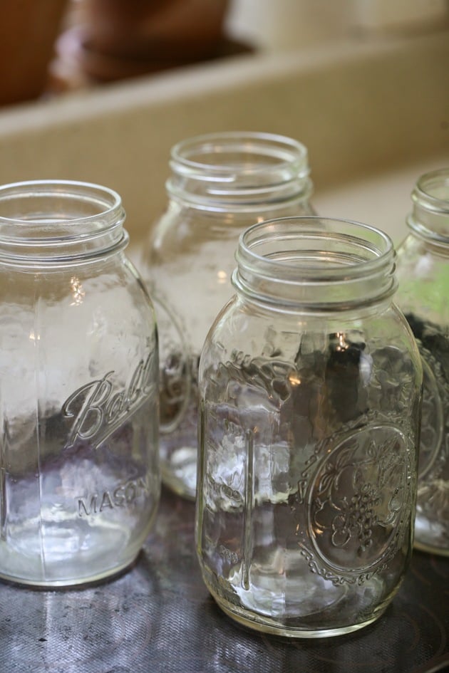 Sanitizing the jars in the oven.