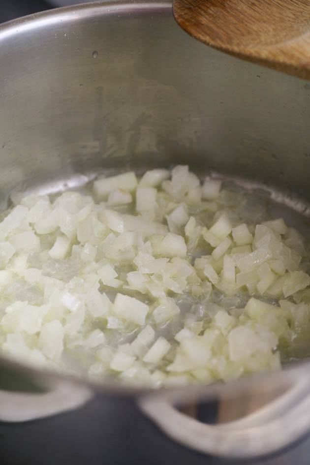 Frying onions.