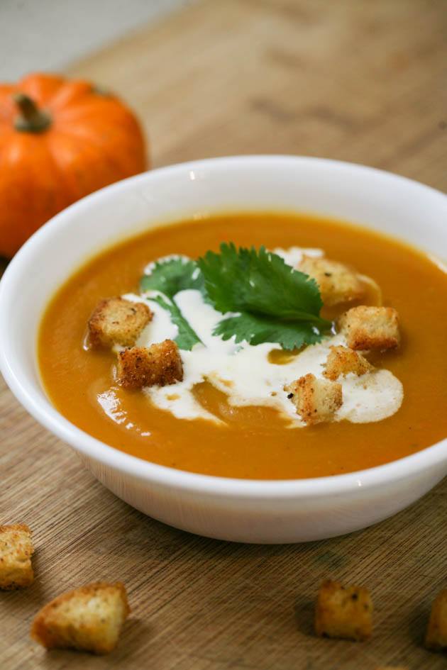 Serving Mediterranean Pumpkin Soup Recipe. 