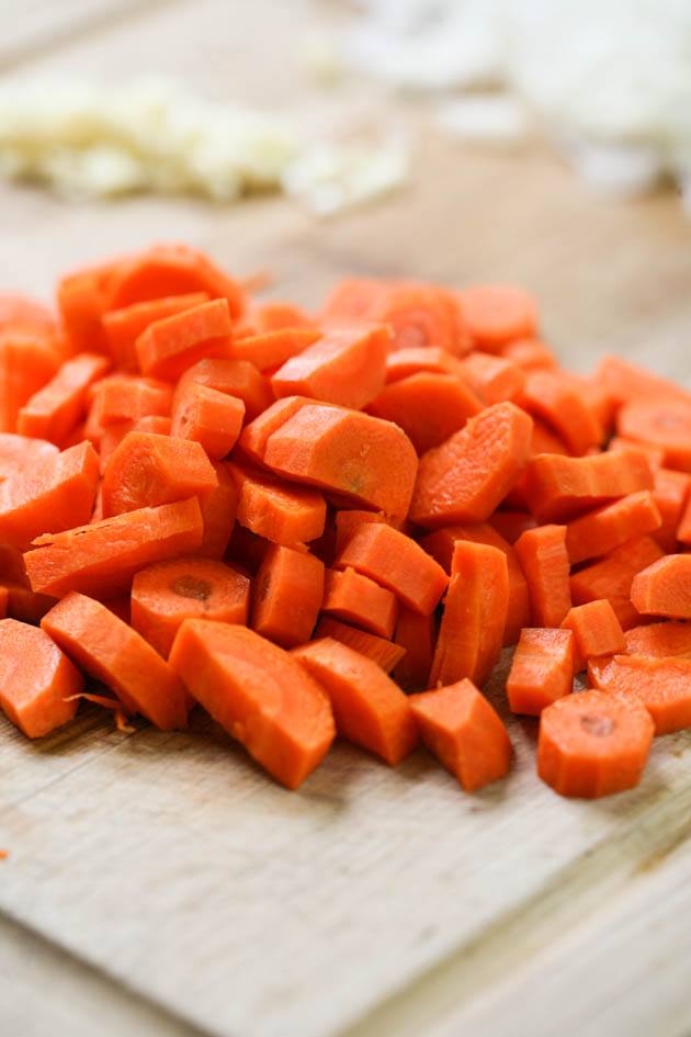 Diced carrots.