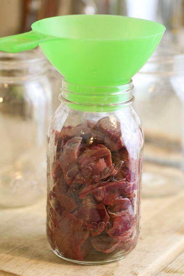 Getting the jars ready for canning meat