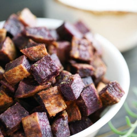 Rosemary and Garlic roasted Purple Potatoes - Just Homemade