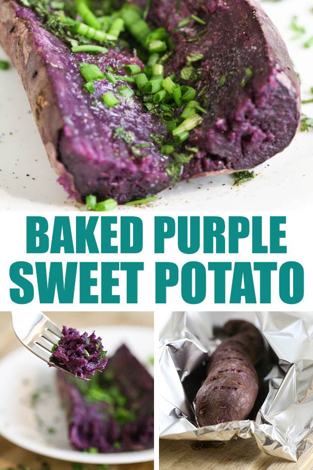 A delicious baked purple sweet potato that can be topped with a million different things! A very healthy and filling dish. #purplesweetpotato #purplesweetpotatorecipes #bakedsweetpotato