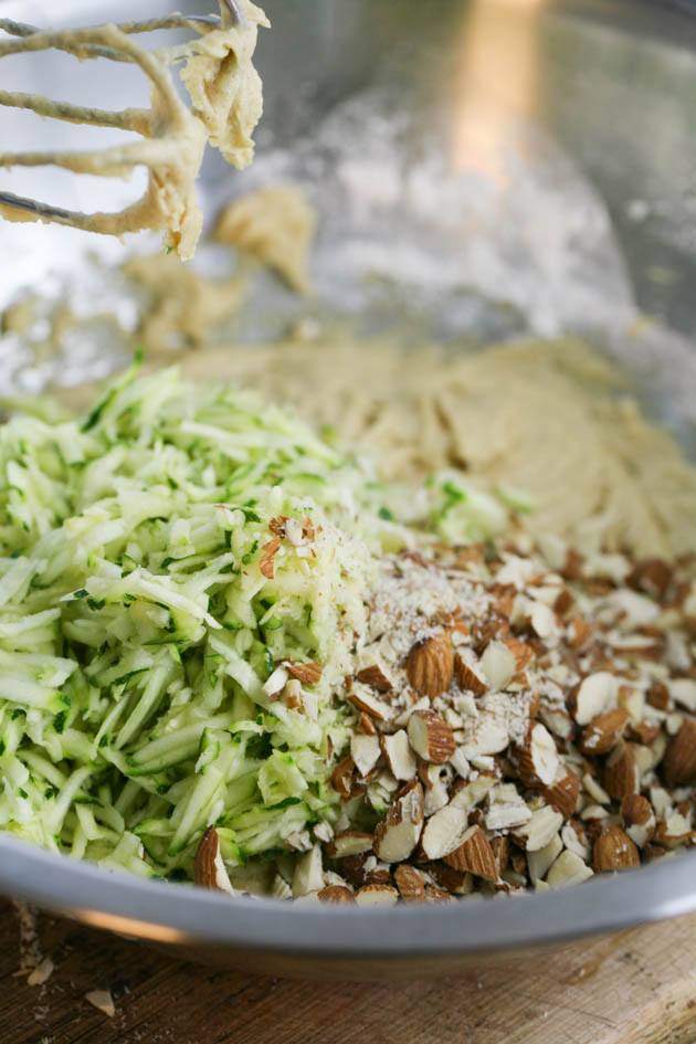 grated zucchini and almonds added to the butter