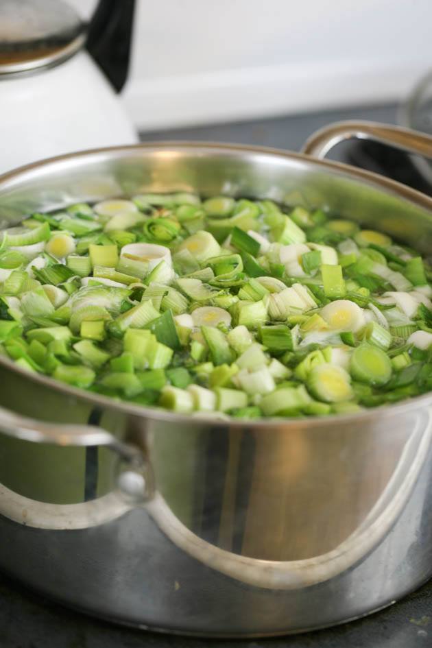 Blanching Leeks