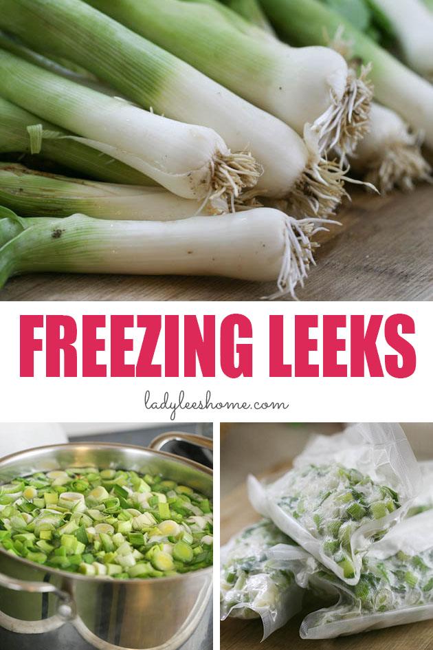 Freezing leeks is a simple way to preserve leeks for later so you can use them in many dishes. Freezing leeks will keep them fresh for many months! #freezingleeks #howtofreezeleeks #canyoufreezeleeks #blanchingleeks