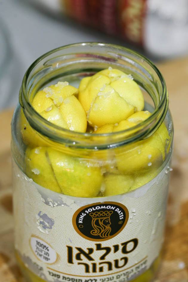 Jar full of salted lemons.