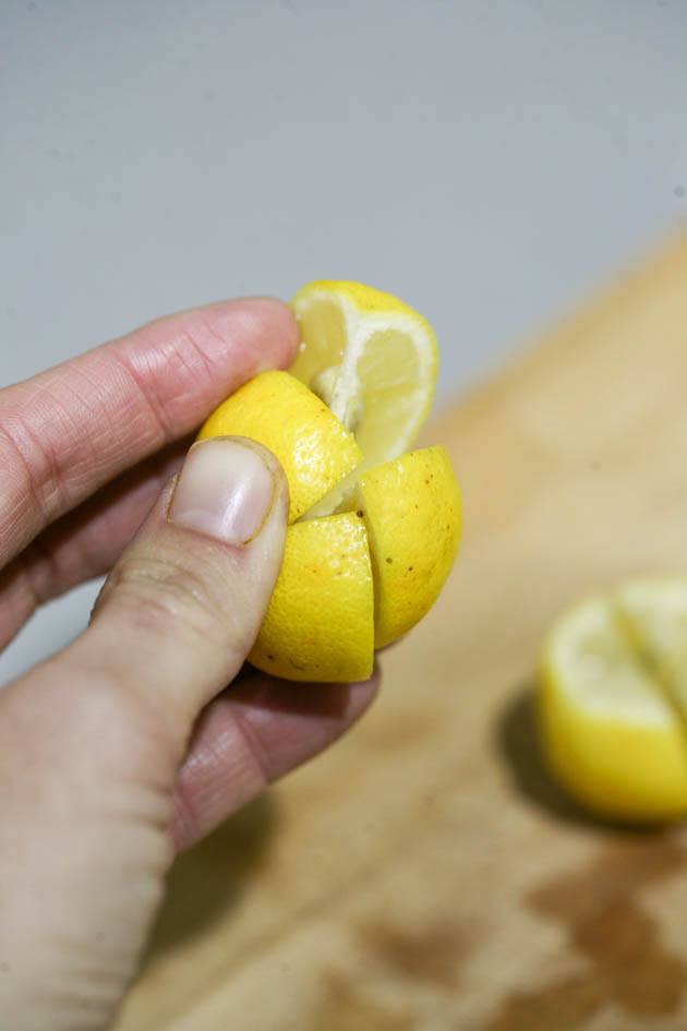 A quartered lemon.