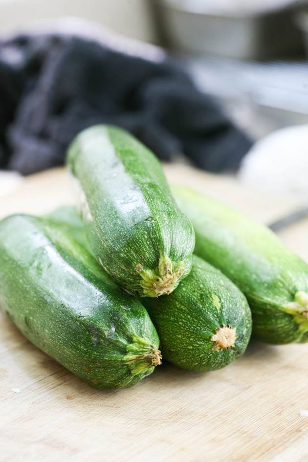 Zucchinis ready for zucchini casserole.