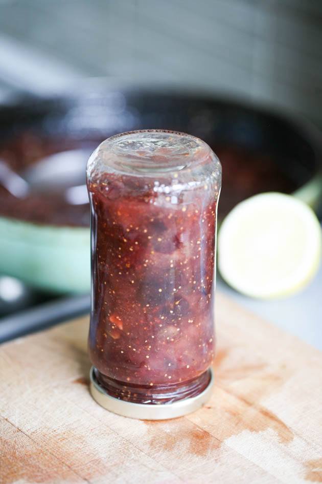 Flipping the jar of fig jam.