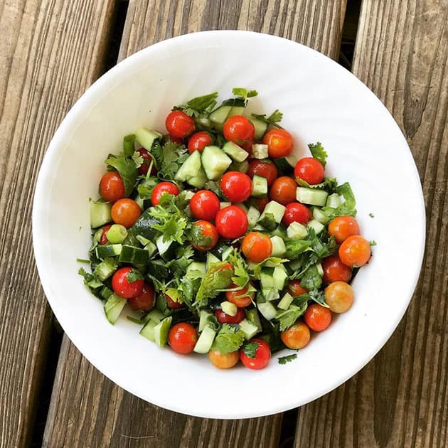 Matt's Wild tomatoes in an Israeli salad. 