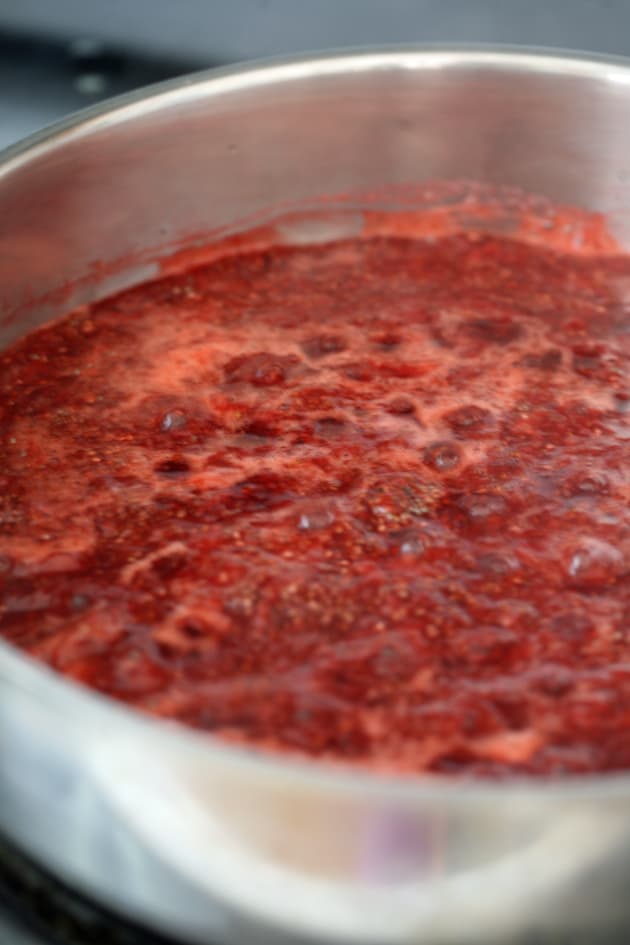 honey strawberry jam ready for canning