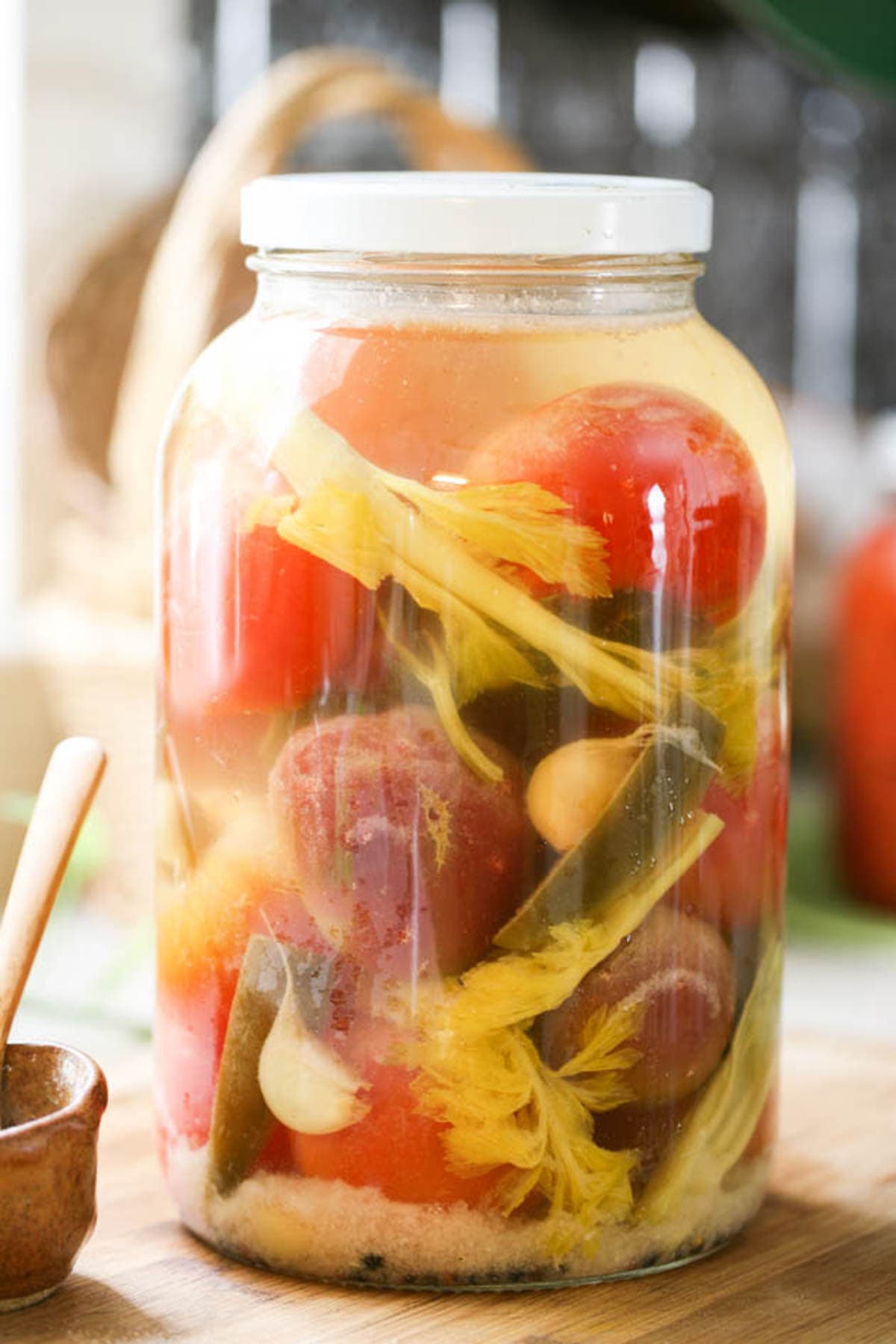 Fermented tomatoes are ready for serving.