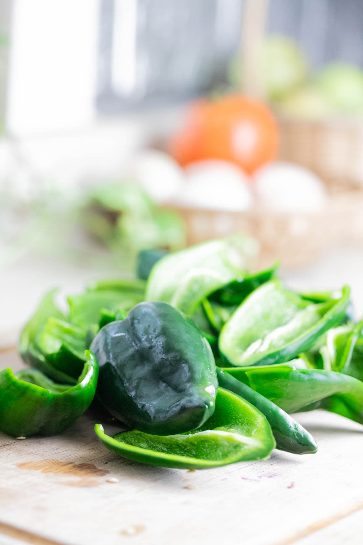 poblano peppers cut in half