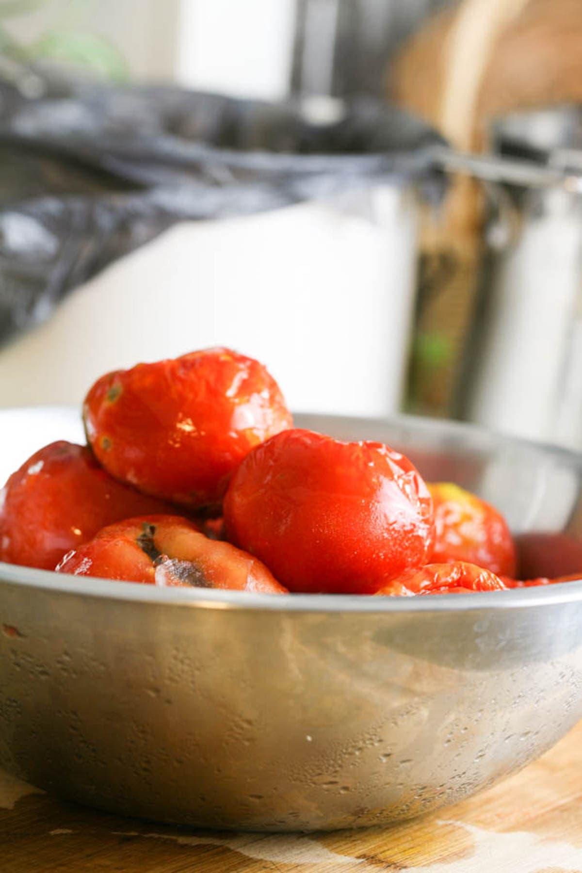 Thawed frozen tomatoes