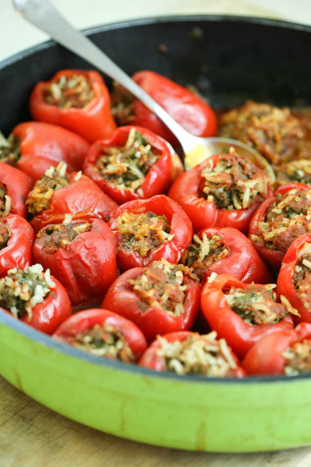 classic mediterranean stuffed peppers ready to serve