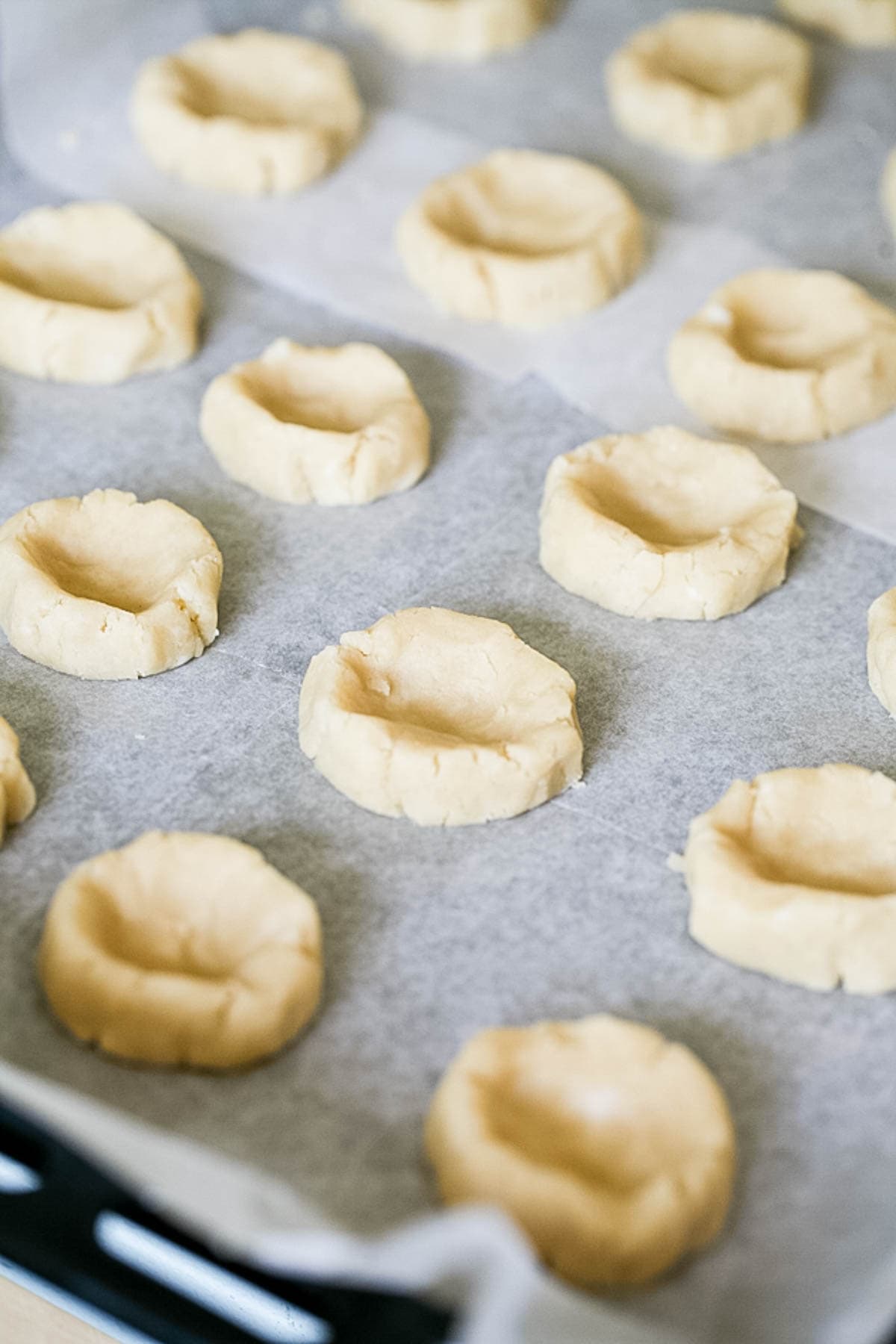 thumbprint cookies ready for filling
