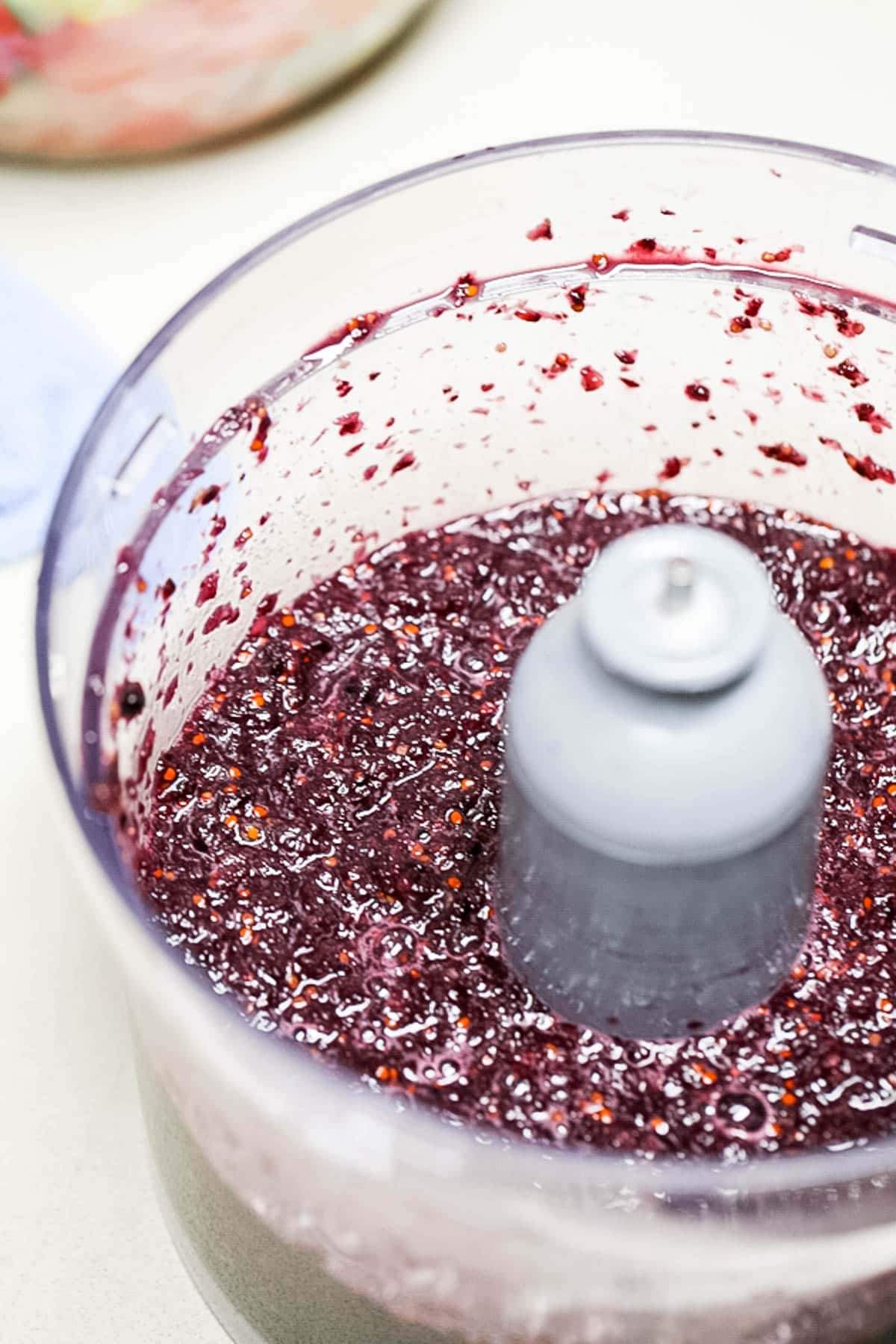 processing mulberries in the food processor