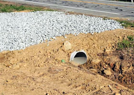 gravel over the ditch pipe