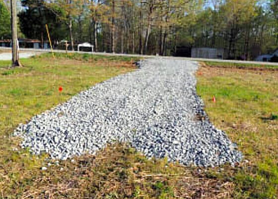 50 feet of gravel driveway