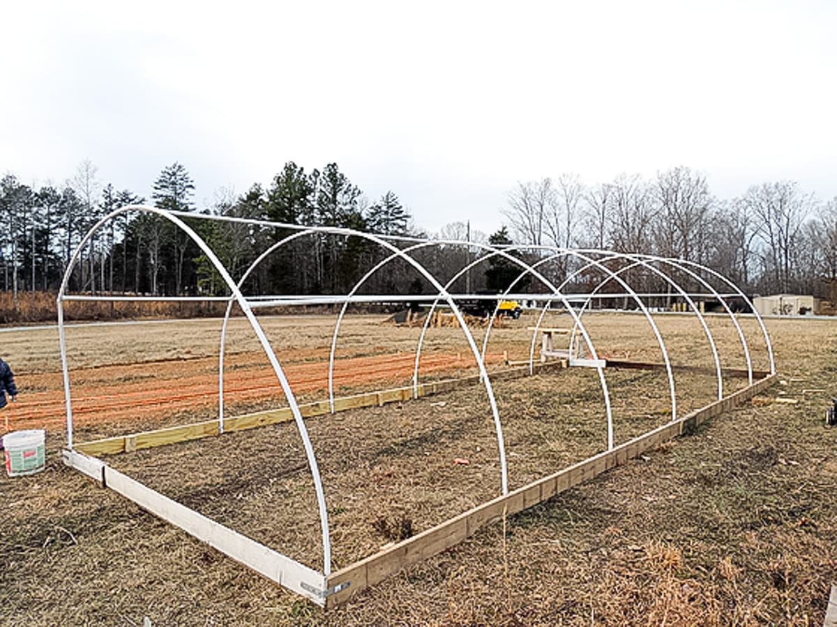 pvc and frame of the greenhouse are done