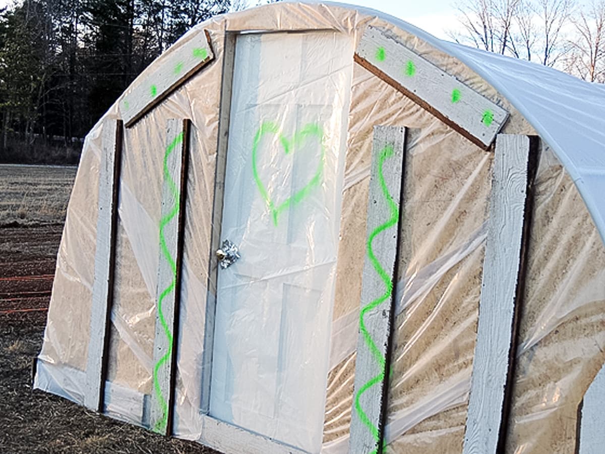 the decorated end of the greenhouse