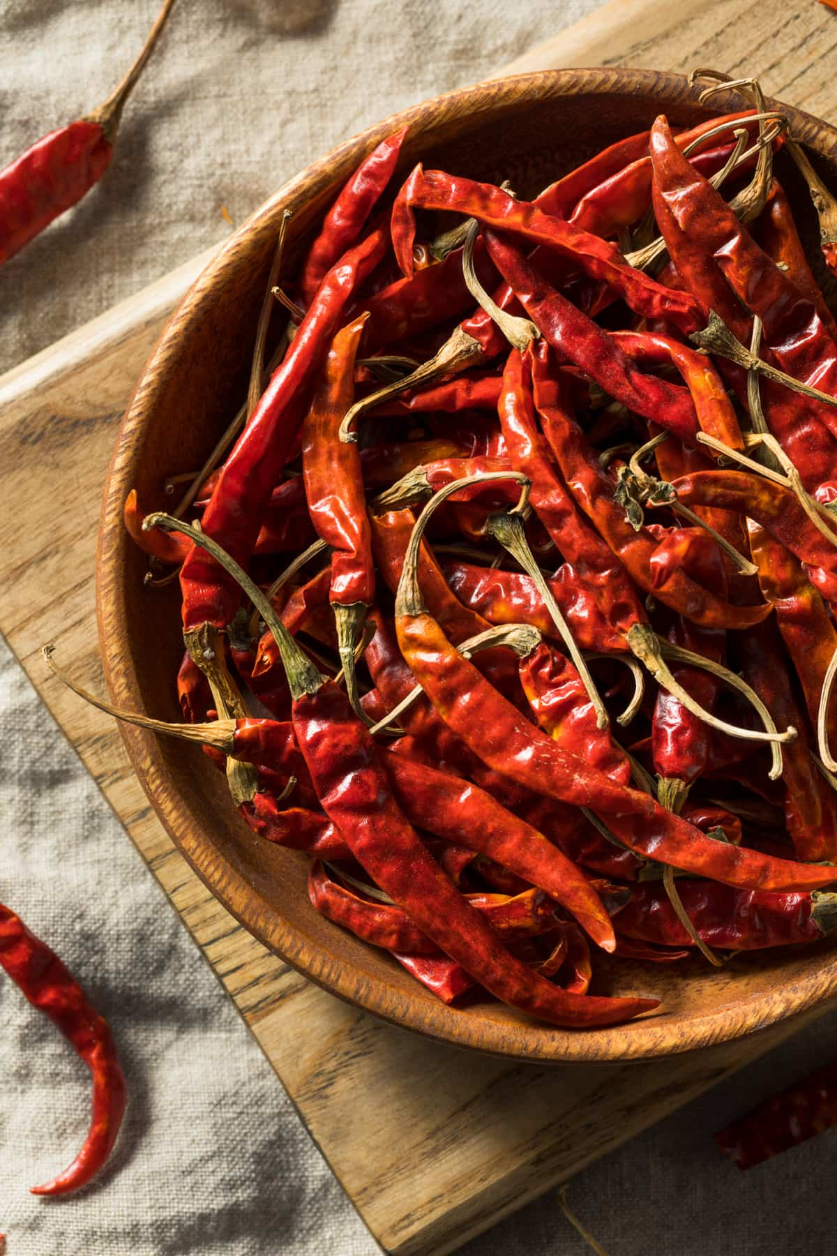 a bowl of dried cayenne pepper