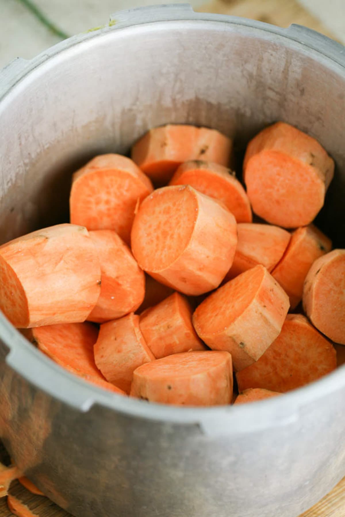 add sweet potatoes to a pot and fill with water