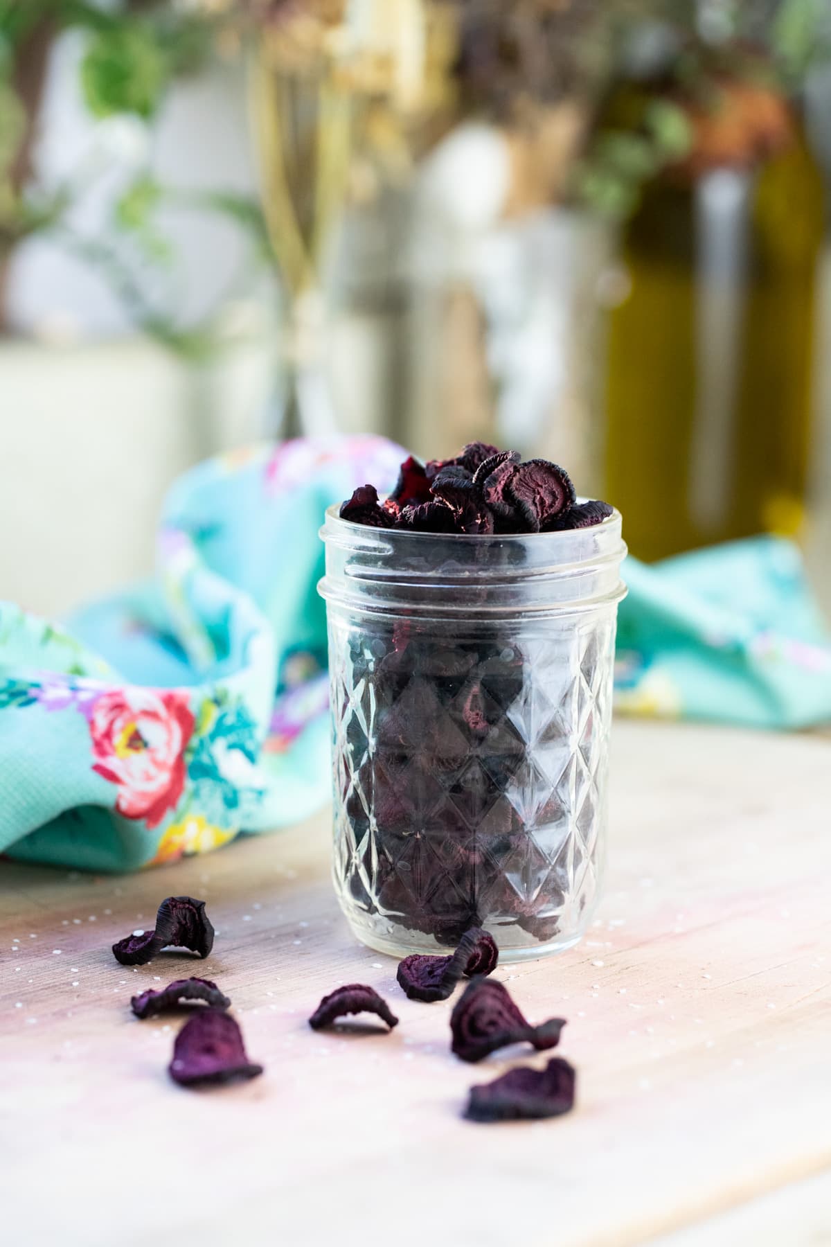dehydrated beets in a jar