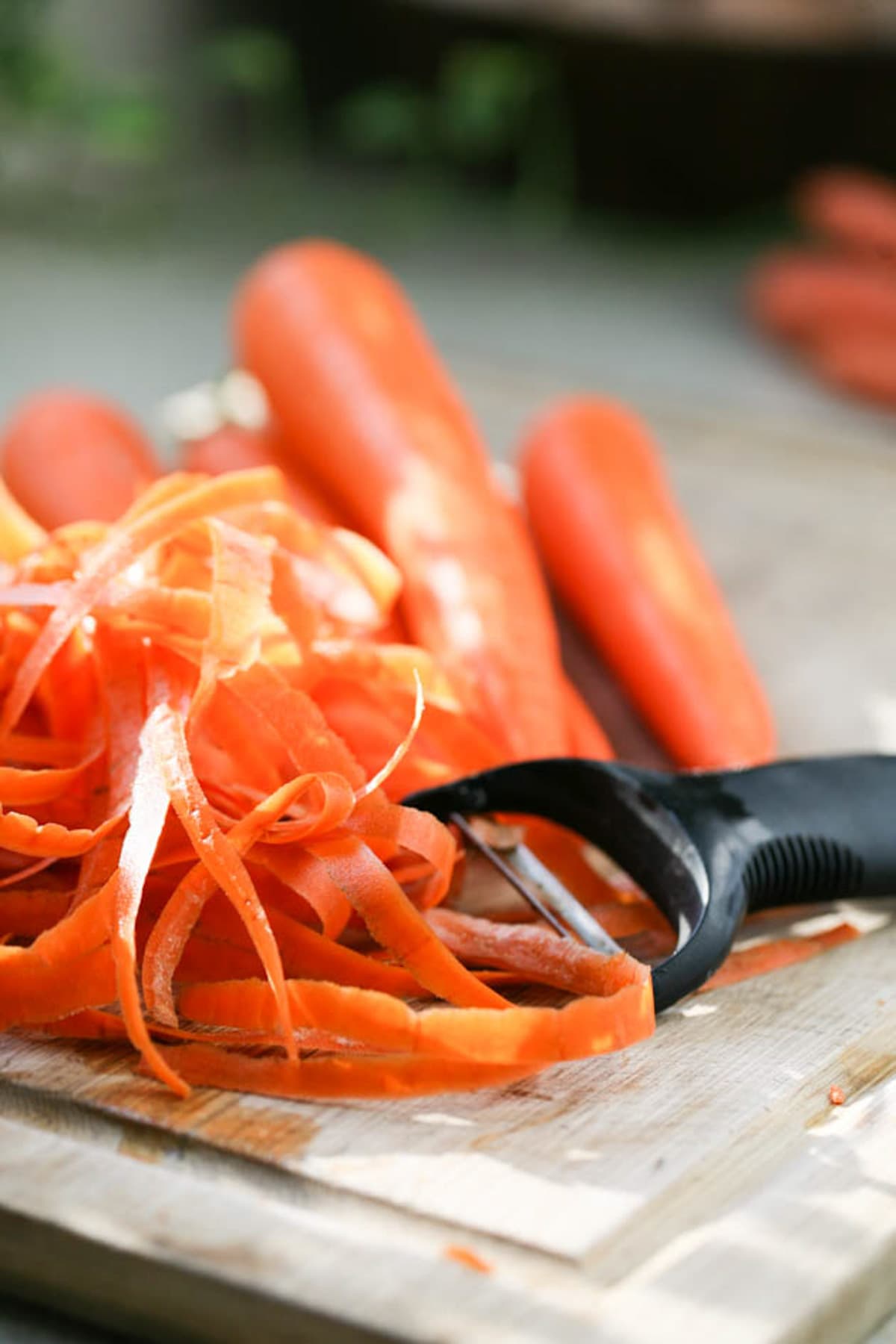 peeling the carrots