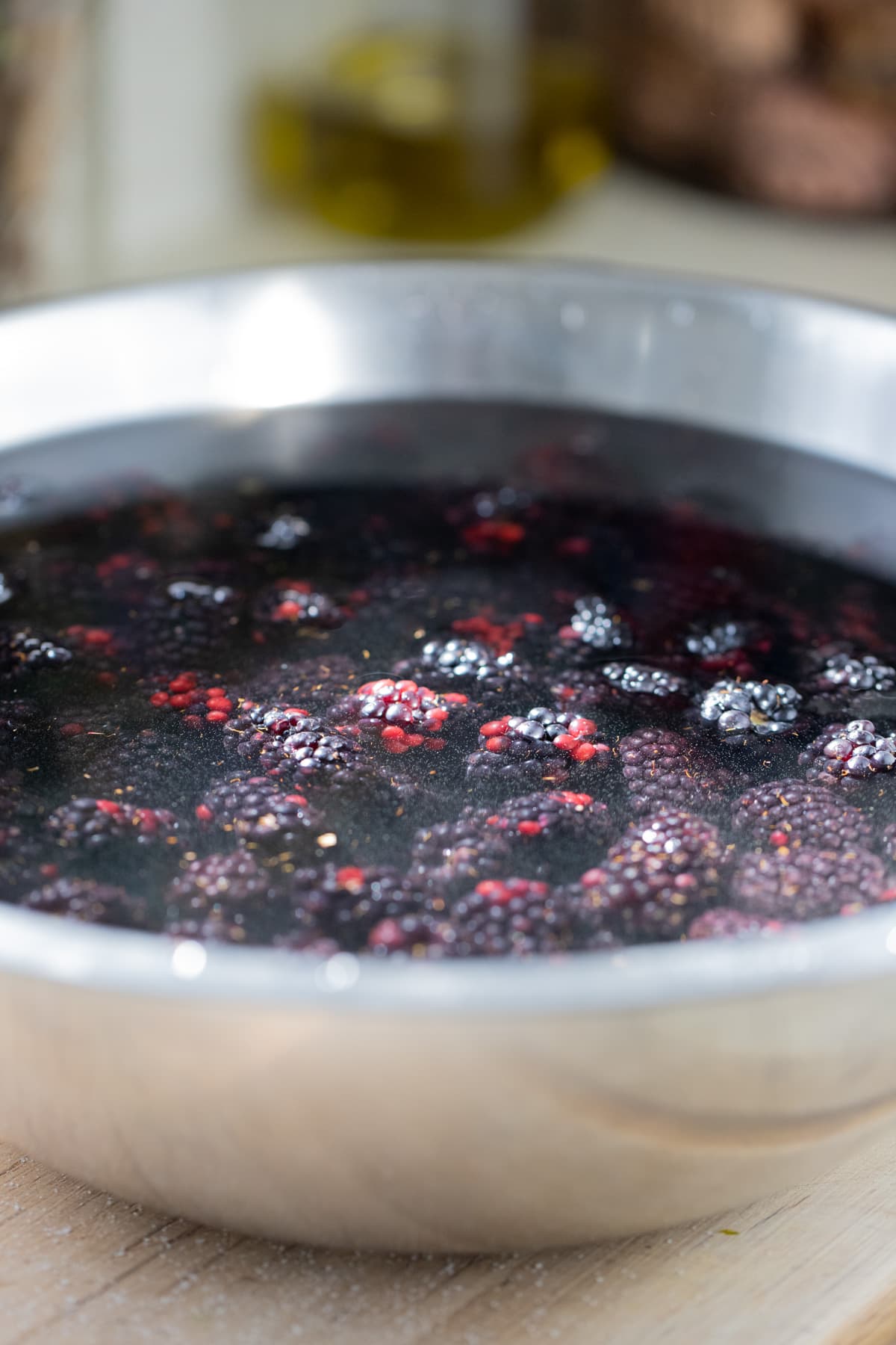 washing the blackberries