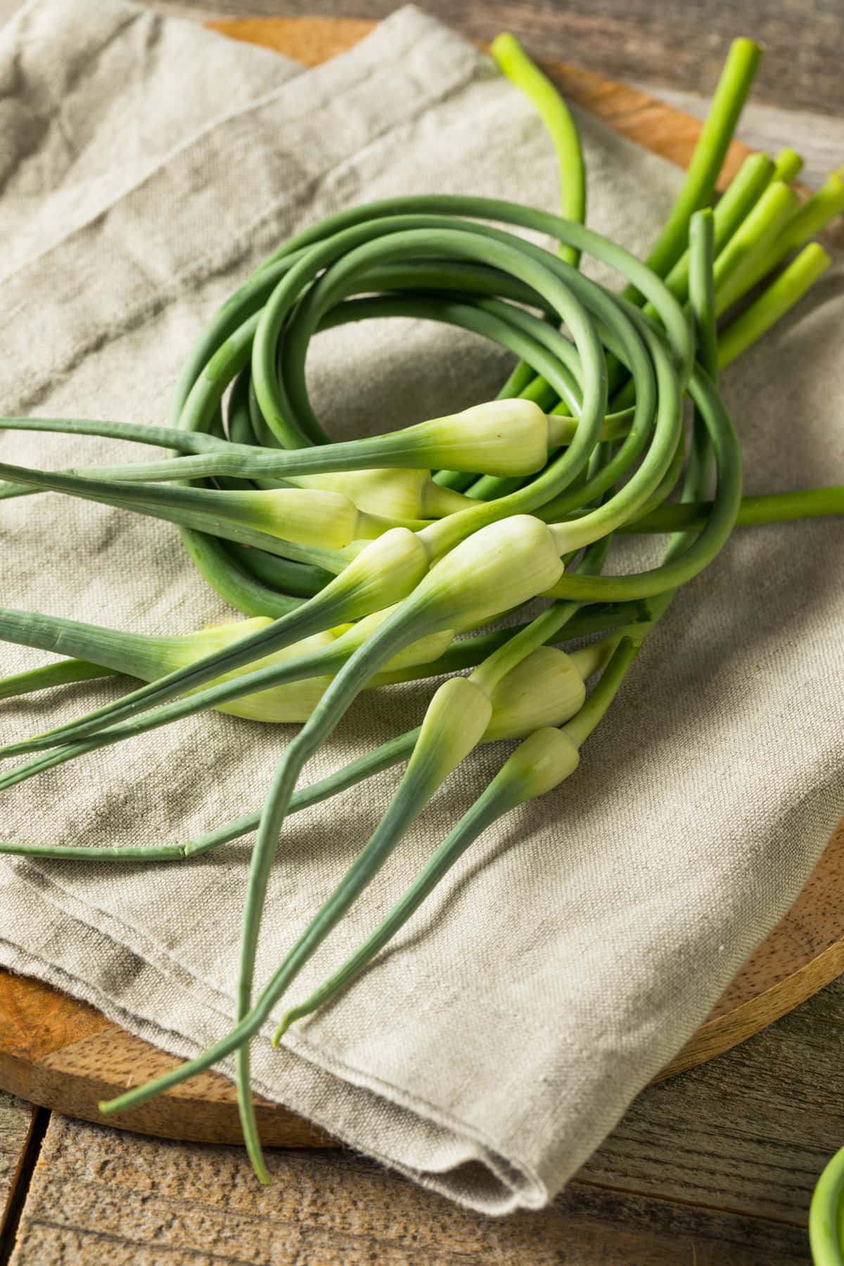 garlic scapes harvested and ready to eat