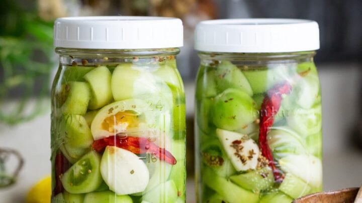 Pickled Green Tomatoes, Chillies or Cucumbers - What's Cooking Ella